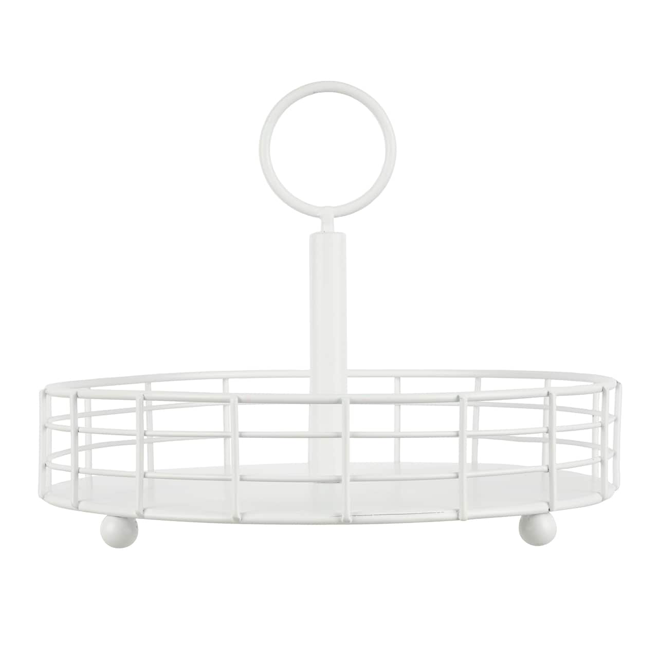 9.5&#x22; White Round Metal Wire Tray with Handle by Ashland&#xAE;